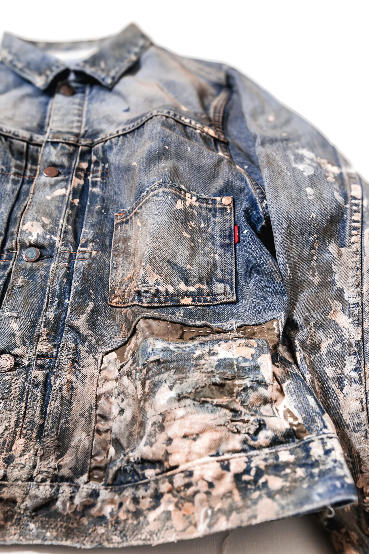 岡山のデニム加工会社 Gジャン　ペイント　白